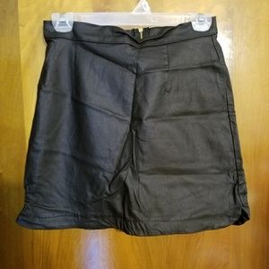 Short leather skirt
